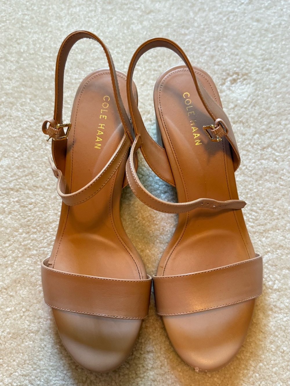 Cole Haan Neutral Tan Leather Slingback Sandals